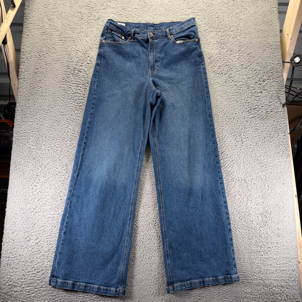 Gap Stride Jeans Women's 16T Blue Denim Wide-Leg Workwear Travel Faded Stretch